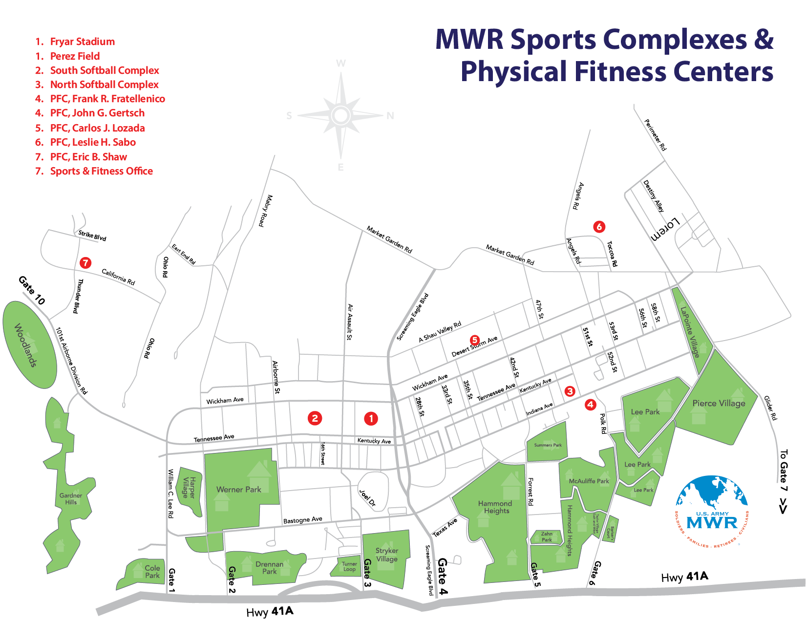 Fort Campbell Physical Fitness Center Map