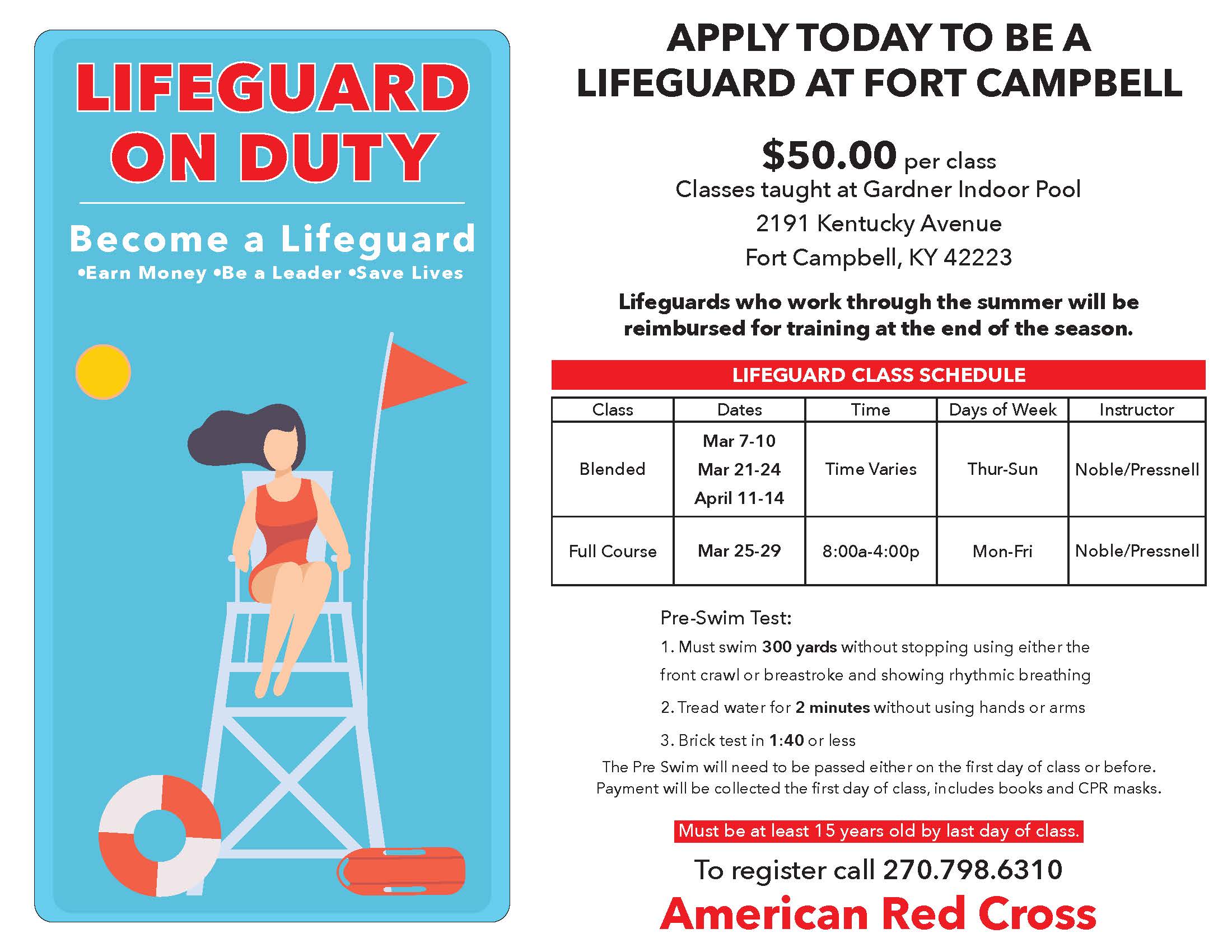 Us Army Mwr Lifeguard Classes And Hiring Events 