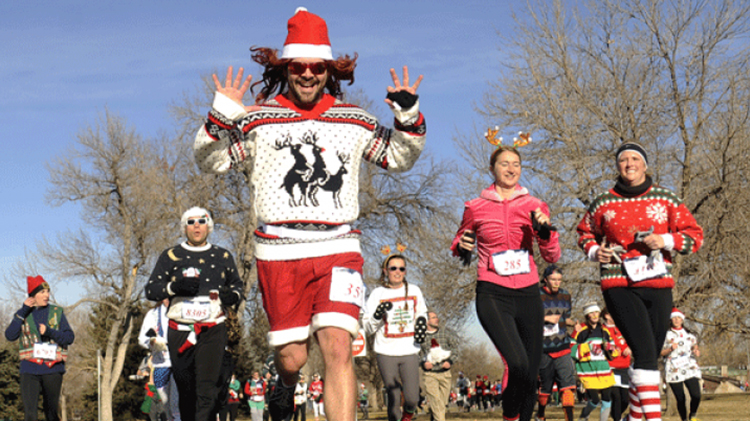 running ugly christmas sweater